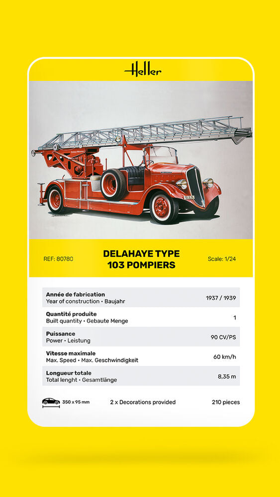 Heller Historical Collection Delahaye Type 103 Pompiers 1/24 camion