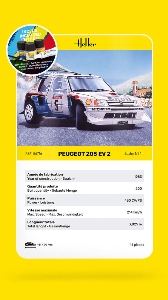 Heller Starter Kit Peugeot 205 Turbo 16 E2 maquette 1/24