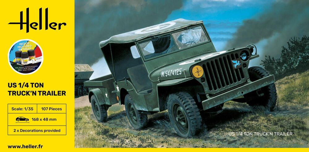 Heller Starter Kit US 1/4 Ton Truck 'n Trailer 1/35 maquette jeep