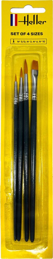 Heller Brush Set No. 3/0-3-6-10 set 4 pinceaux