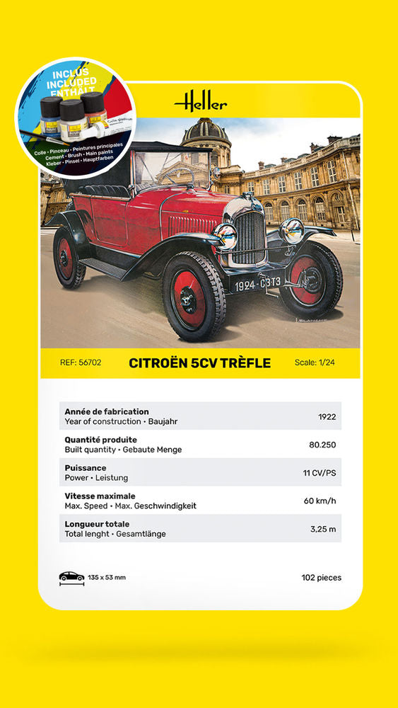 Heller Starter Kit Citroen Trèfle 1/24 maquette voiture kit