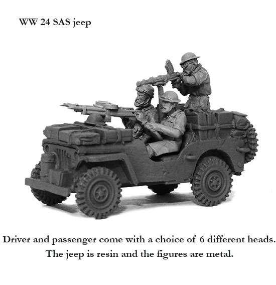 Perry WW24 SAS Jeep résine + équipage métal maquette