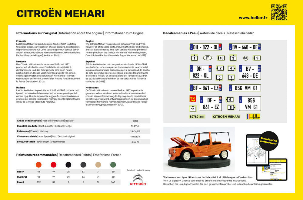 Heller Starter Kit Citroën Méhari maquette 1/24 complète