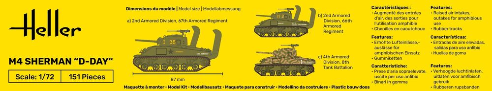 Heller Starter Kit M4 Sherman D-Day 1/72 maquette char