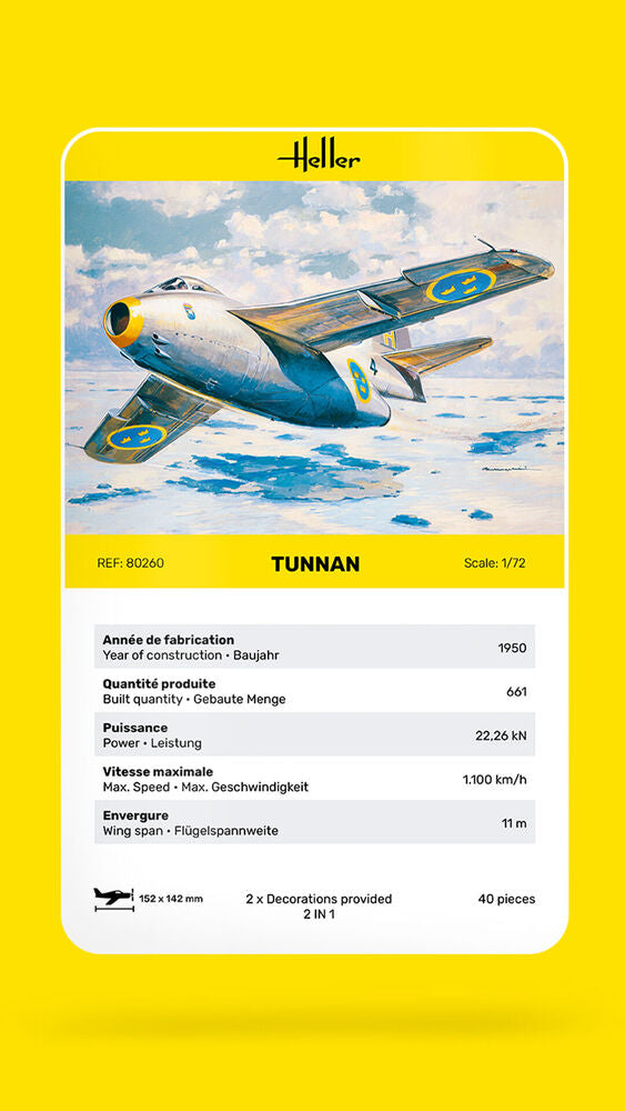 Heller The 9.99 Tunnan 1/72 maquette avion jet suédois