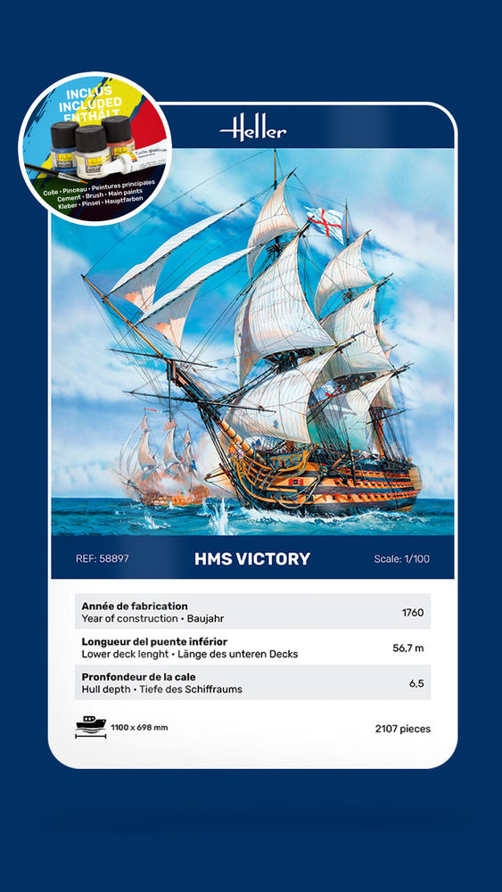 Heller Starter Kit HMS Victory 1/100 maquette voilier Trafalgar