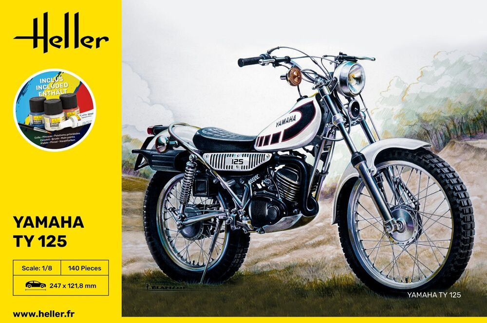 Heller Starter Kit Yamaha TY 125 maquette moto 1/8 trial