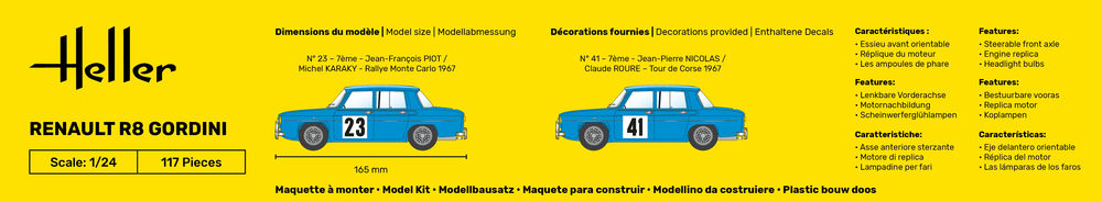 Heller Renault R8 Gordini 1/24 maquette voiture bleu