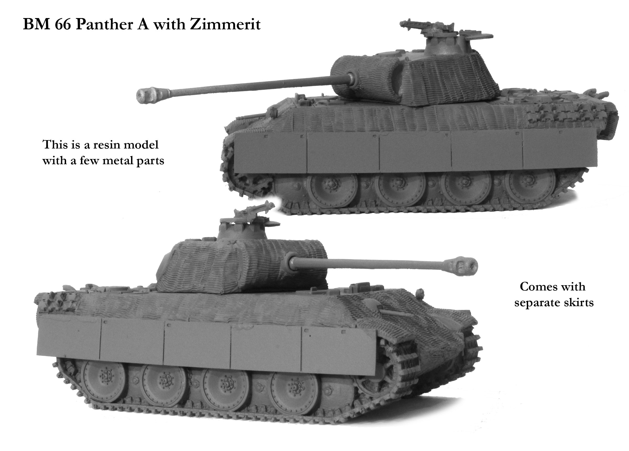 Perry BM 66 Panther A maquette char résine Zimmerit schürzen