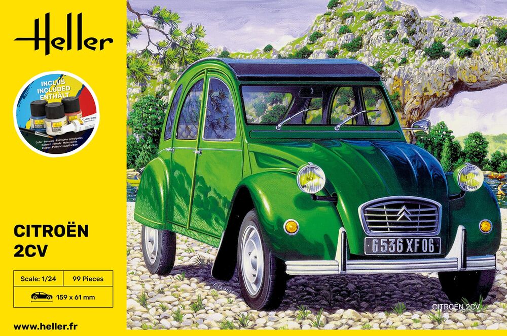 Heller Starter Kit Citroën 2 CV 1/24 maquette voiture complète