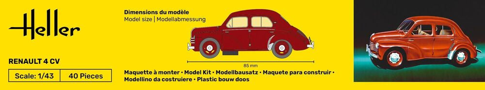 Heller The 9.99 Renault 4 CV 1/43 maquette voiture Pie police