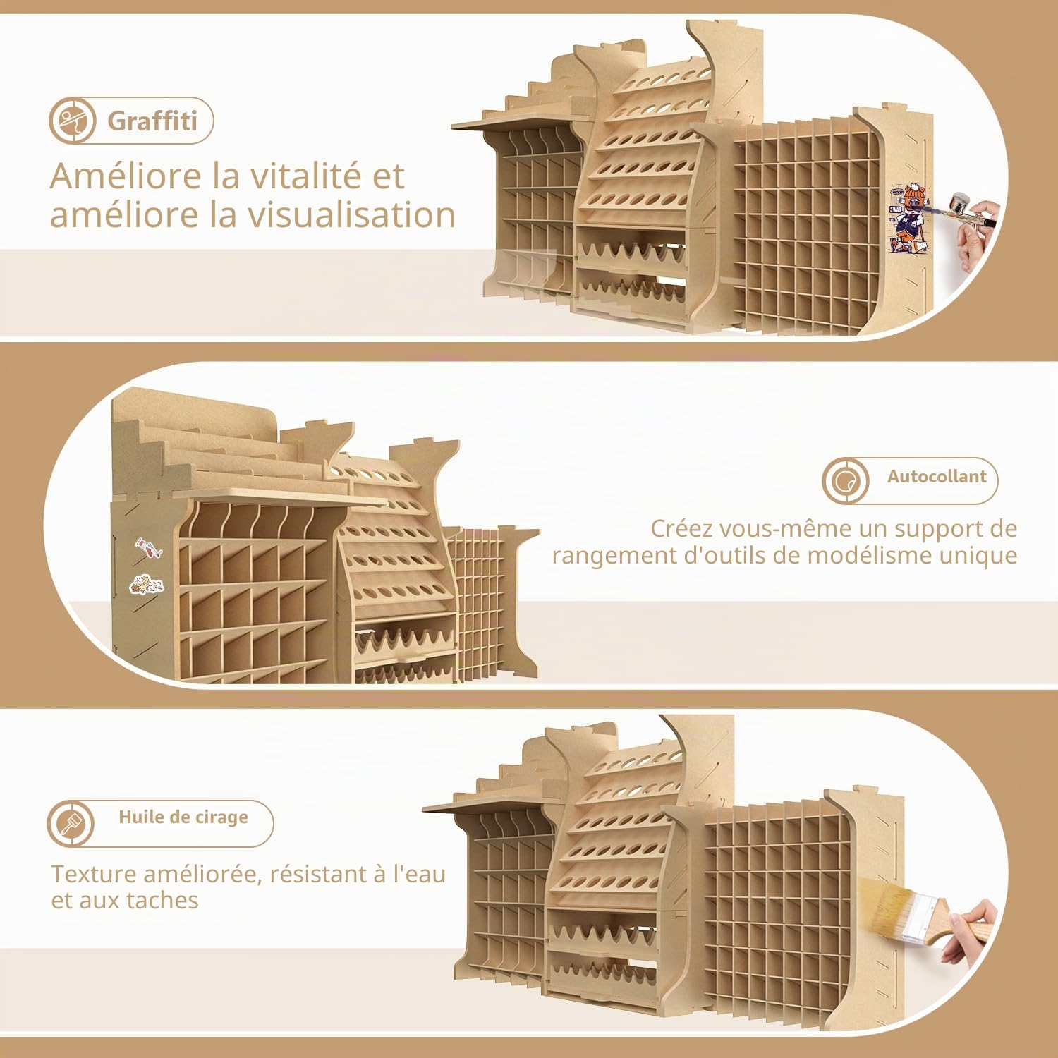 Bucasso Hobby Organizer GK PS rangement 211 pots MDF