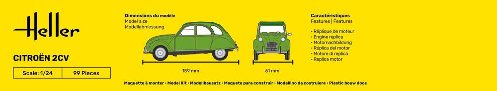 Heller Starter Kit Citroën 2 CV 1/24 maquette voiture complète