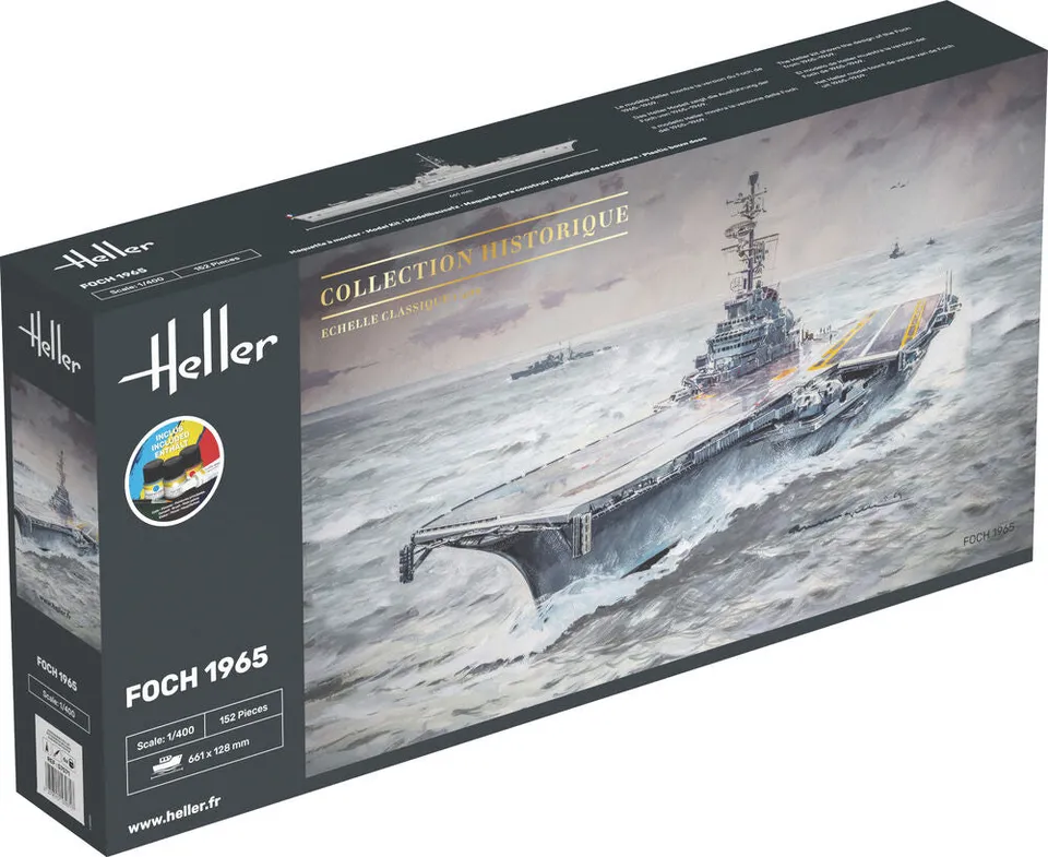 Heller Starter Kit Foch 1/400 maquette porte-avions complète