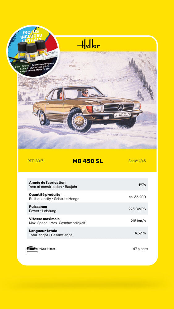 Heller Starter Kit MB 450 SL 1/43 maquette voiture kit complet