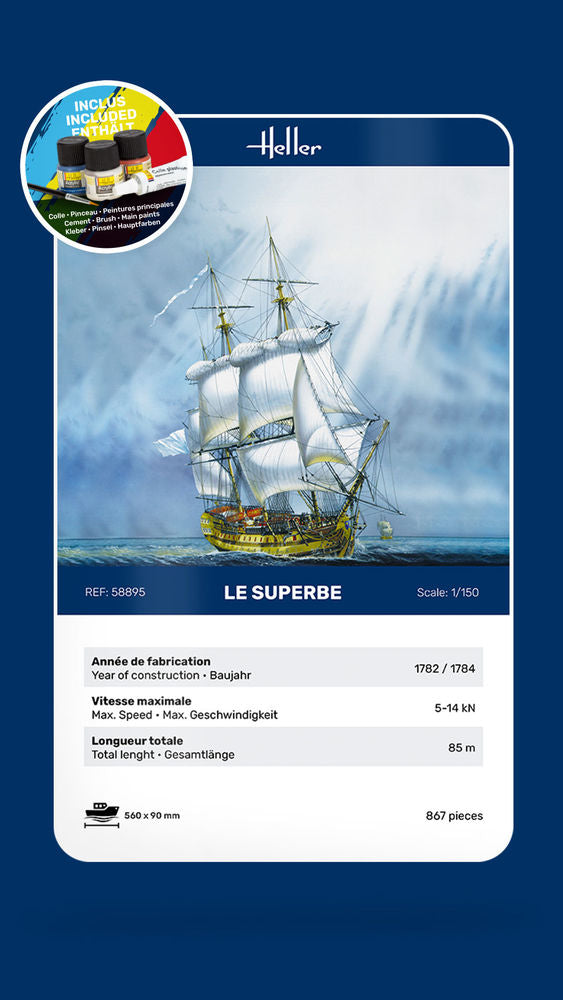 Heller Starter Kit Le Superbe maquette bateau 1/150 kit complet