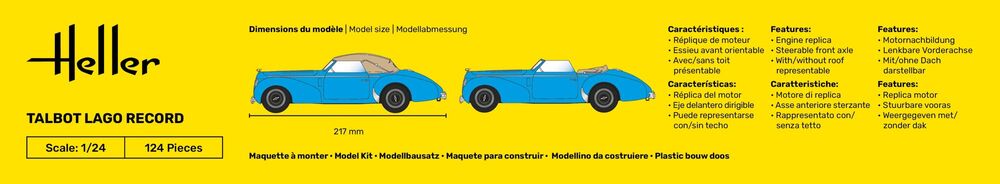 Heller Starter Talbot Lago Record Maquette Voiture 1/24 kit complet