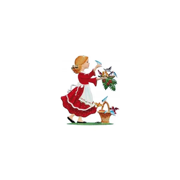 Art Girona Miniatures Girl with bird figurine fille à l’oiseau
