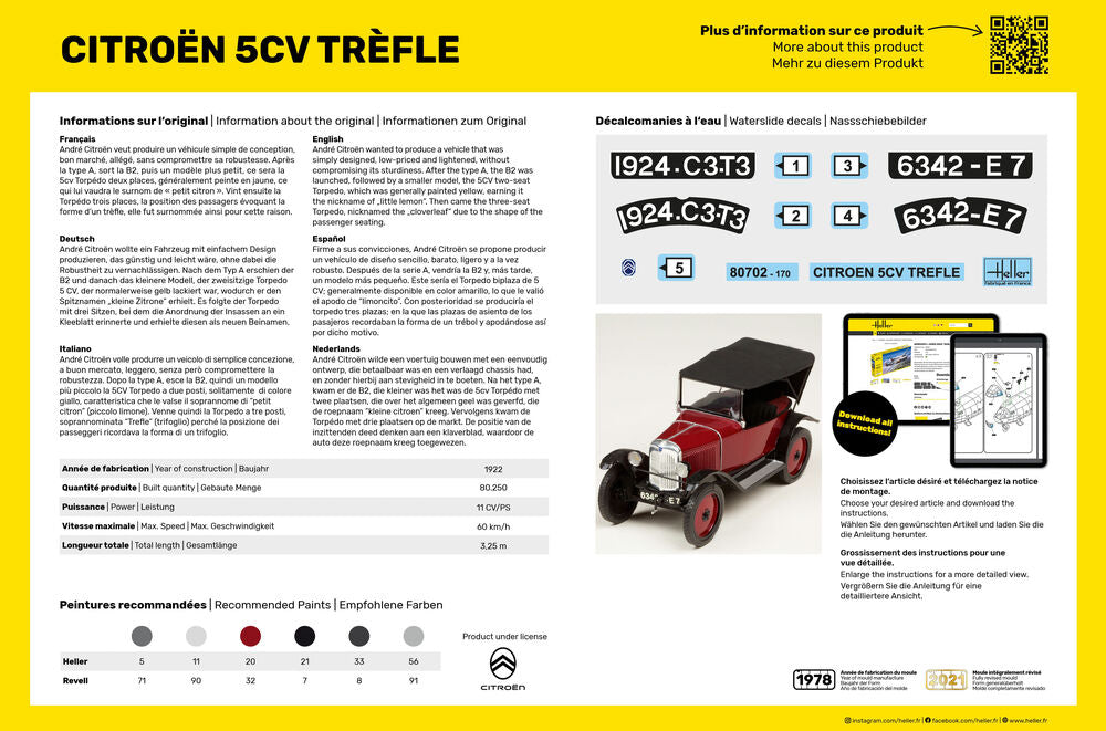 Heller Historical Collection Citroen Trèfle 1/24 maquette voiture