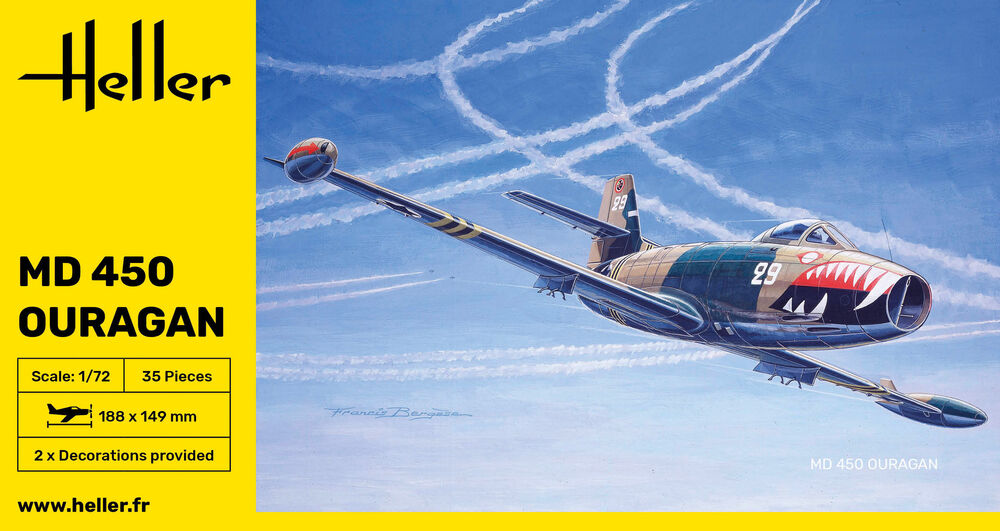 Heller The 9.99 MD 450 Ouragan maquette avion 1/72 chasse