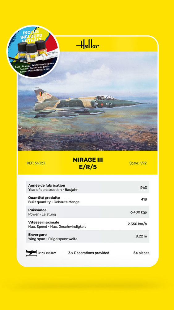 Heller Starter Kit Mirage III E 1/72 maquette avion jet