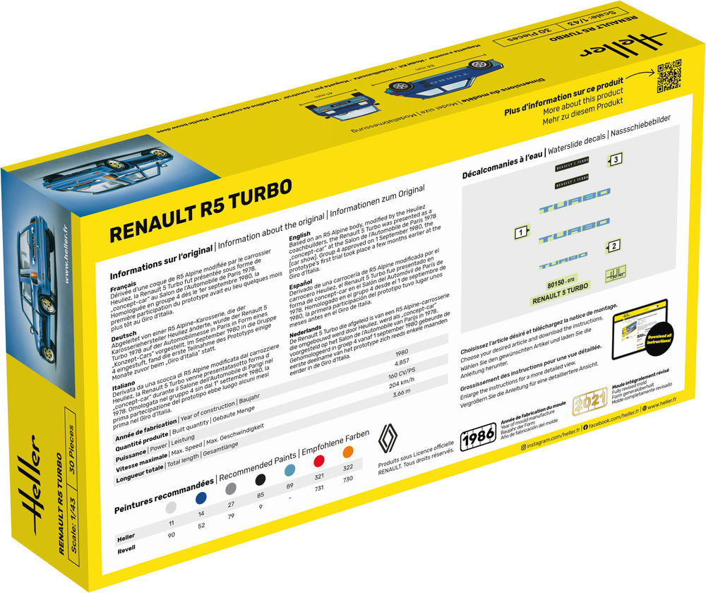 Heller The 9.99 Renault R5 Turbo 1/43 maquette voiture