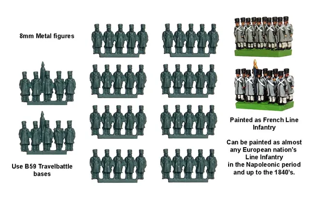Perry Travelbattle Metal TB 7 figurines infanterie capotes commandement