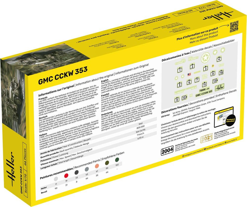 Heller Starter Kit GMC CCKW 353 1/72 maquette camion US