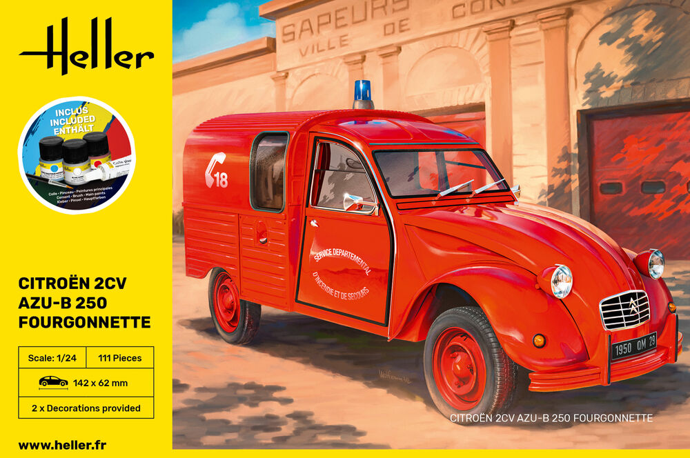 Heller Starter Kit Citroën 2CV AZU-B 1/24 maquette voiture fourgon