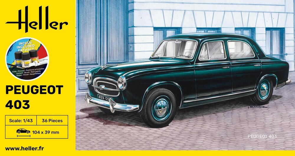 Heller Starter Kit Peugeot 403 1/43 maquette voiture kit