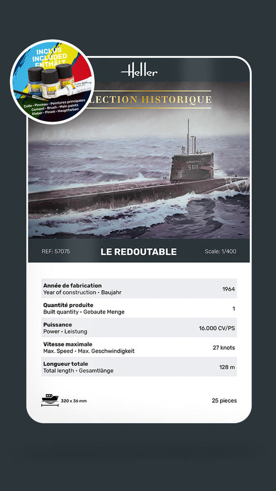 Heller Starter Kit U-Boot Redoutable Maquette Sous-marin 1/400