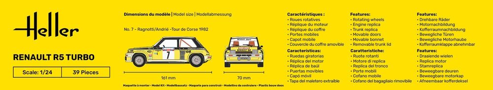 Heller Starter Kit Renault R5 Turbo maquette 1/24 complète