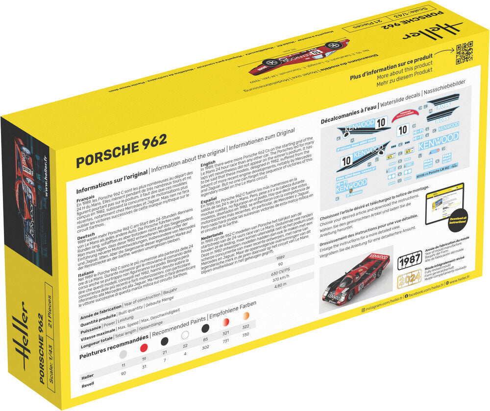 Heller The 9.99 Porsche 962 1/43 voiture course