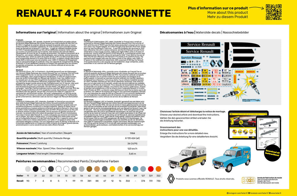 Heller Historical Collection Renault 4 F4 1/24 maquette fourgonnette