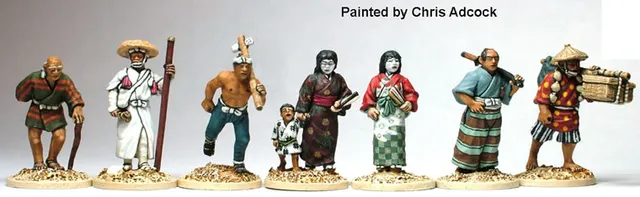 Perry Samurai SAM51 Town People set 8 figurines 28mm métal