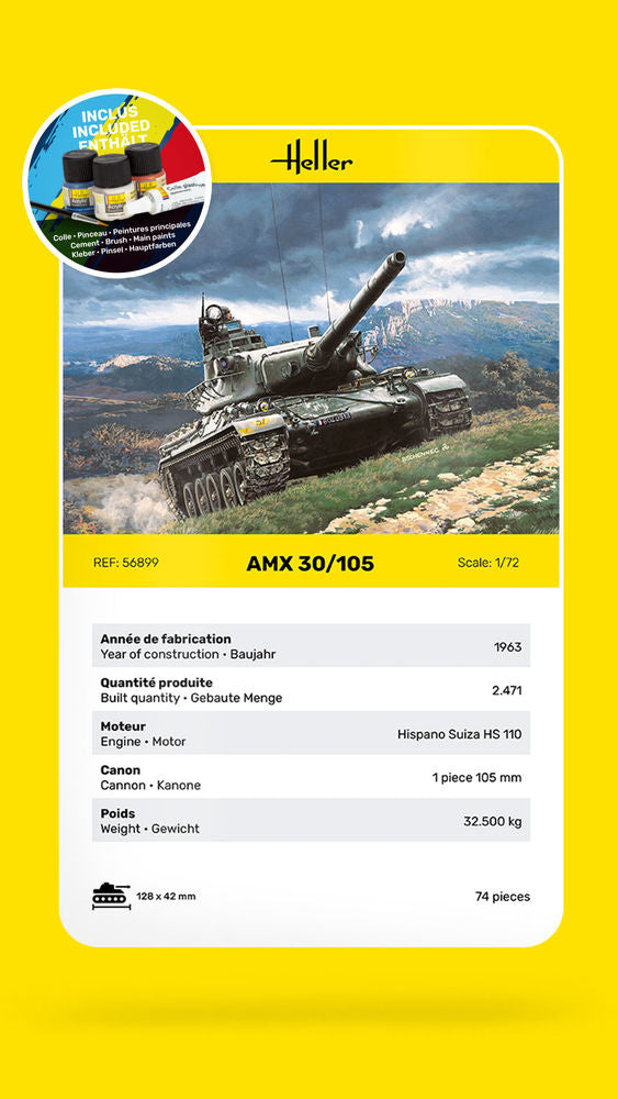 Heller Starter Kit AMX 30/105 maquette char 1/72 complet