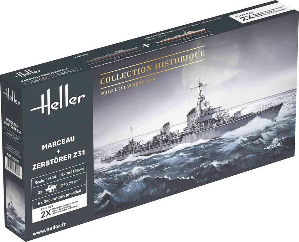 Heller Twinset Marceau + Zerstörer Z31 1/400 maquette bateau WWII