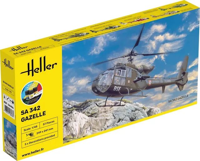 Heller Starter Kit SA 342 Gazelle 1/48 maquette hélicoptère