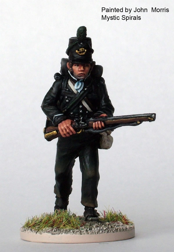 Perry 40mm PE64 British Rifleman figurine avance 40 mm
