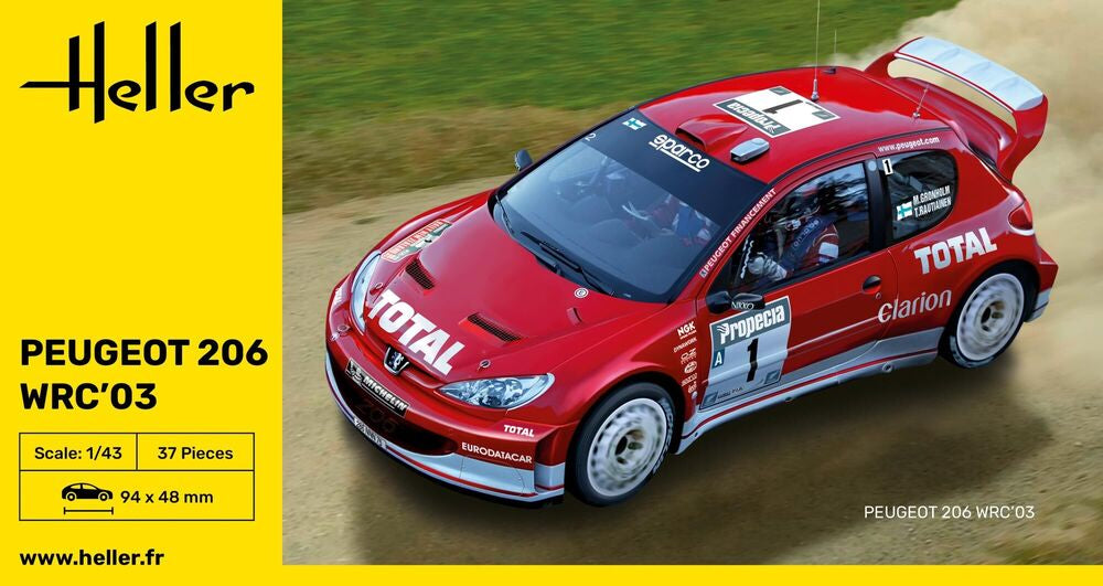 Heller The 9.99 Peugeot 206 WRC 03 1/43 maquette rallye
