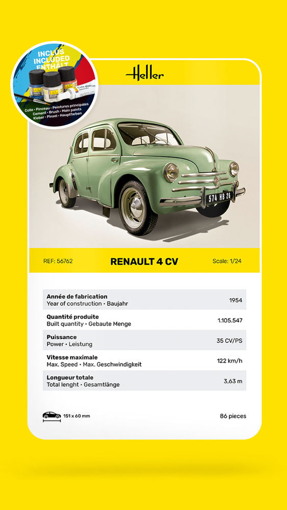 Heller Starter Kit Renault 4 CV maquette voiture 1/24 complète