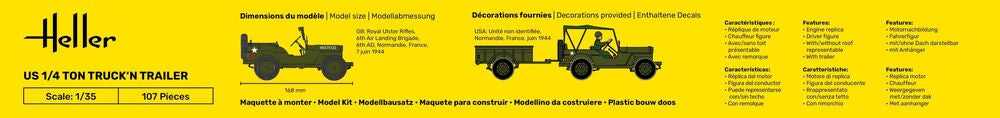 Heller Starter Kit US 1/4 Ton Truck 'n Trailer 1/35 maquette jeep