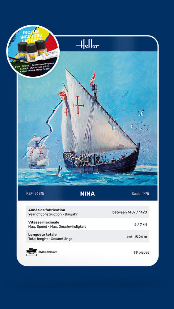 Heller Starter Kit Nina maquette bateau 1/75 kit complet