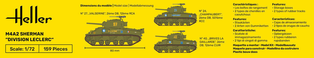 Heller Starter Kit M4A2 Sherman Leclerc maquette char 1/72