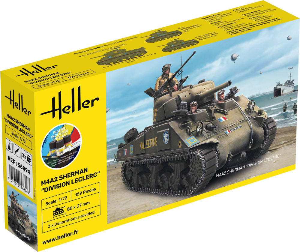 Heller Starter Kit M4A2 Sherman Leclerc maquette char 1/72