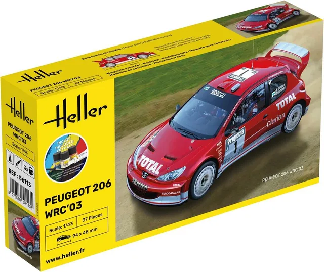 Heller Starter Kit Peugeot 206 WRC'03 1/43 maquette voiture rallye