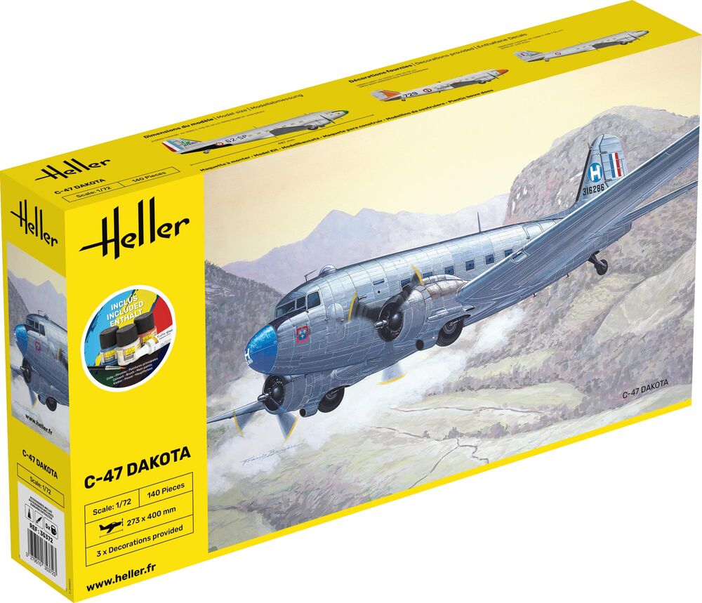 Heller Starter Kit C-47 Dakota 1/72 maquette avion complet