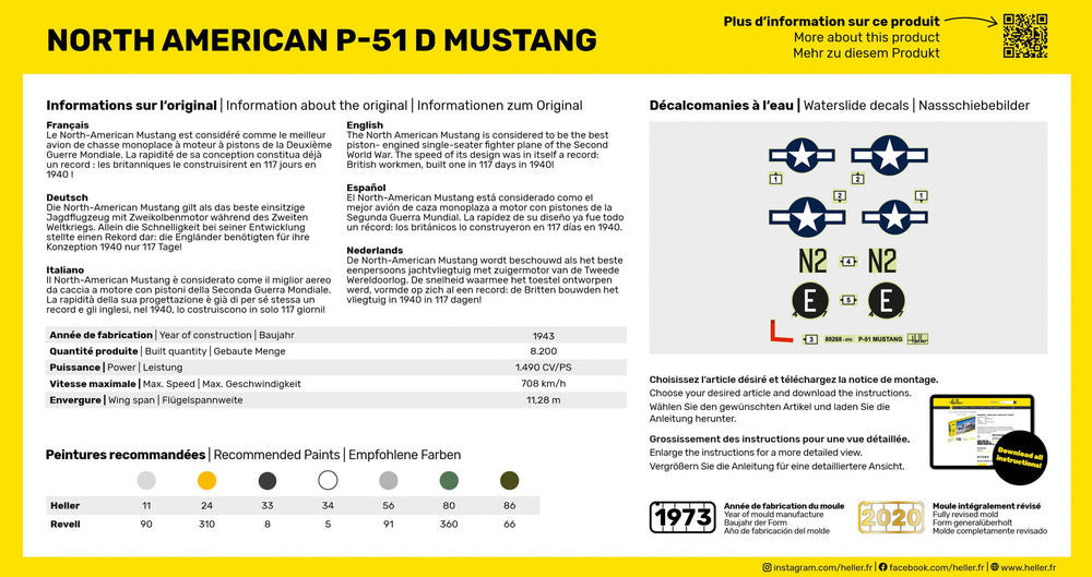 Heller The 9.99 P-51 Mustang 1/72 maquette avion chasse