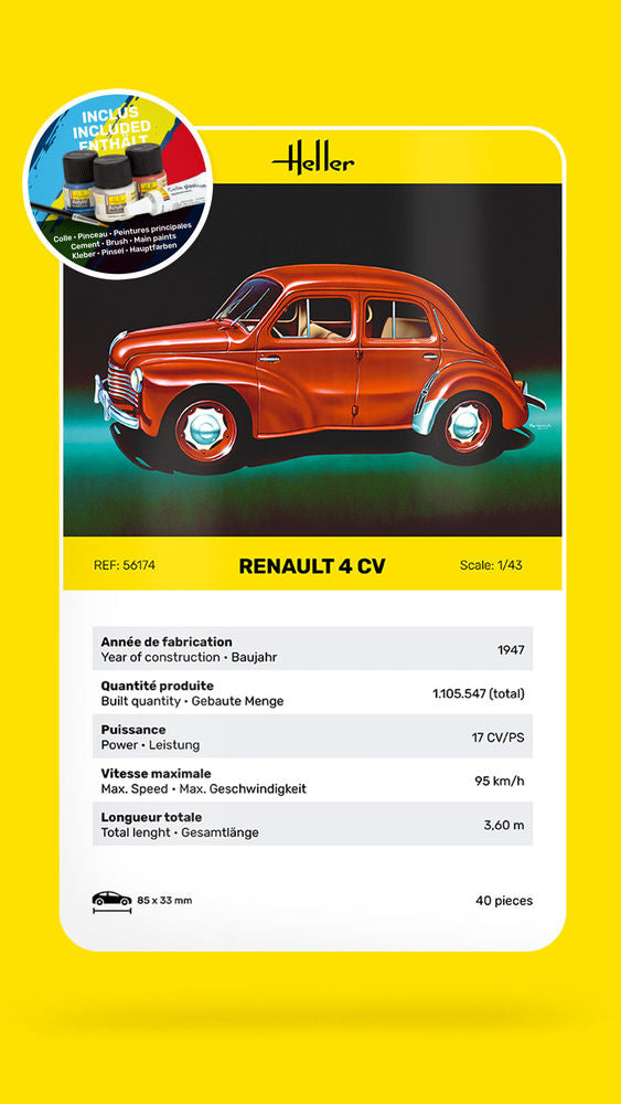 Heller Starter Kit Renault 4 CV maquette 1/43 complète