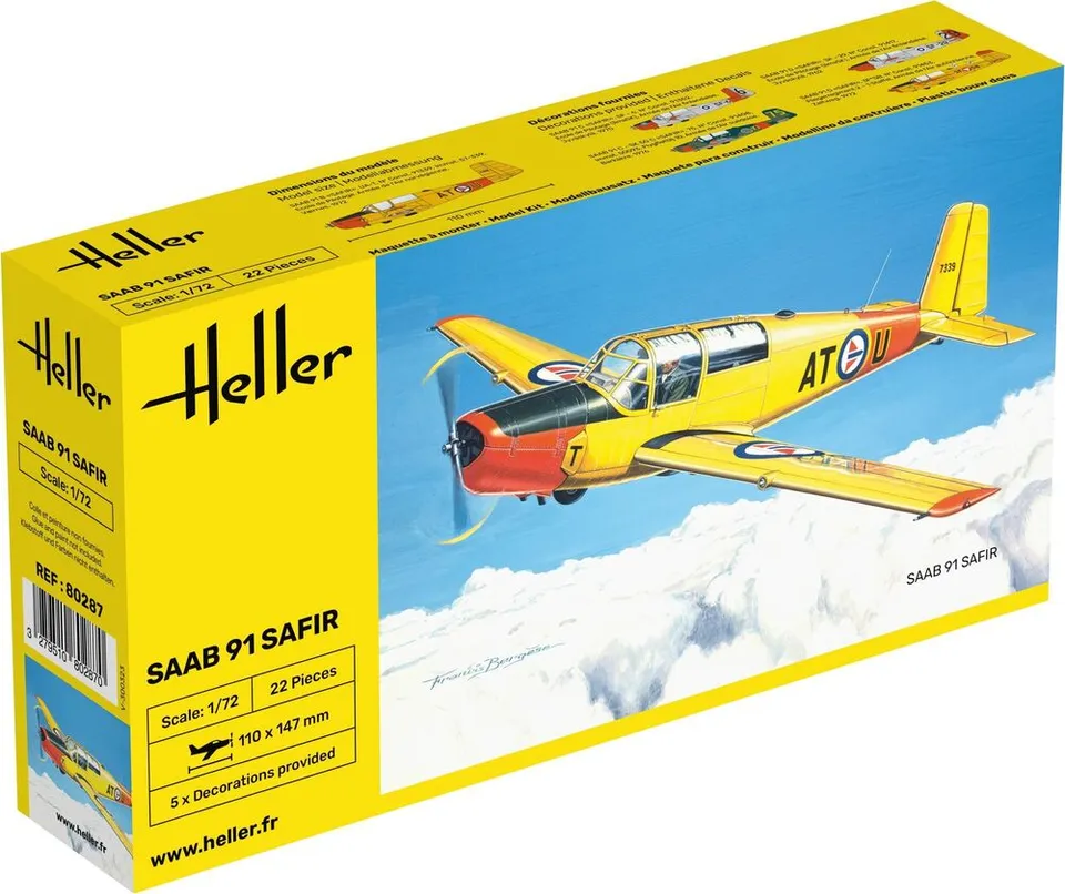 Heller The 9.99 Saab Safir 91 maquette avion 1/72 hélice